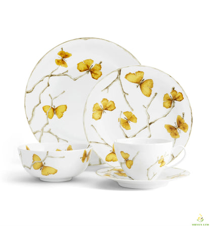 Lucio Butterfly Ginkgo Gold Cutlery (5-Piece Set)